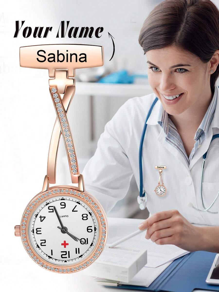 1pc Custom Name Nurse Pocket Watch, Nurse Watch With Lapel Pin, Wedding Keepsake, Designed For Nurses, Hairdressers, Midwives Exclusively,Personalized Nurse Name Diamond Pocket Watch, Engraved Nurse Pocket Watch, Nurse Pocket Watch With Lapel Pin, Graduation Gift For Nurse,Custom Name Nurse Pocket Watch,Nurse Watch With Lapel Pin,Wedding Souvenir,Designed Exclusively For Nurses, Beauticians, Midwives