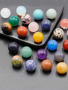 1/3/10/20pcs Random Mixed Natural Gemstone Balls, Approx. 0.63 Inch Diameter, Polished Crystal Balls, Variety Of Styles, Suitable For Witchcraft, Meditation, Energy Balancing - Multicolor - View 2