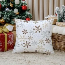 1 Stück minimalistischer Weihnachts-Schneeflocken dekorativer Kissenbezug, einseitig aus weichem Pfirsich-Samt, 45*45/50*50/40*40 cm Kissenbezug für moderne Stoffsofas, Inneneinrichtung, Partydekoration, Geschenk