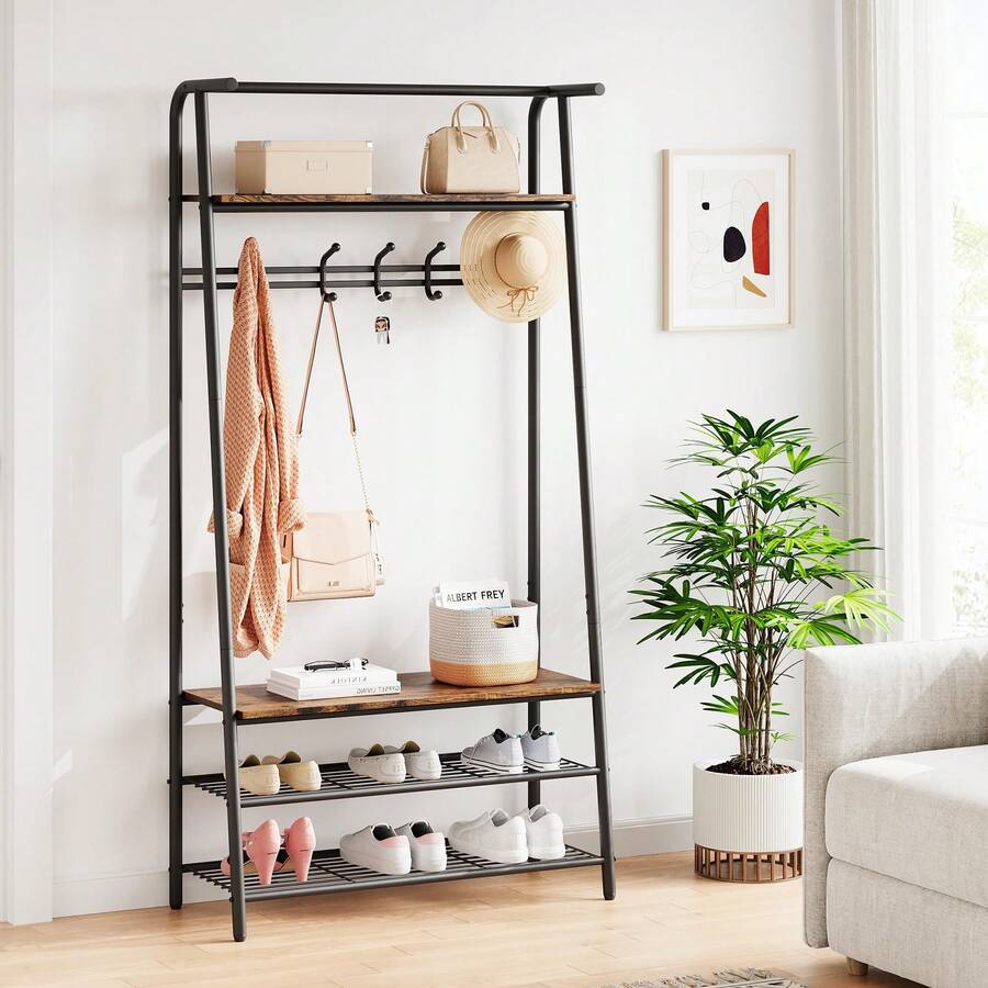 Clothing Racks - 31,5"W 1 Reihe Haken Braun - Übersicht 1
