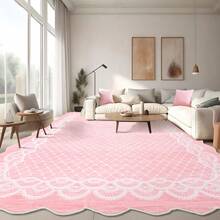 Home Decor Kitchen Area Rug Bordered Thin Carpet Non Shedding Non Slip Stain Resistant Floorcover Low Pile Printed Washable Hallway Runner Rug Soft Easy To Clean Mat Throw Rug For Bathroom Bedroom Living Room Dinning Room Laundry - Pink - View 1