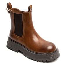 Women's Chelsea Boots In Genuine Leather – Thick Sole - Camel - View 1