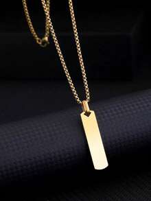 Fashionable And Popular Men Rectangle Pendant Necklace Stainless Steel For Jewelry Gift And For A Stylish Look