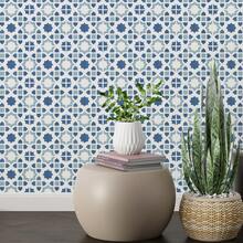 20 piezas Pegatinas de pared a cuadros azul y blanco, estilo bohemio, adhesivo de vinilo autoadhesivo para decoración del hogar de 4x4 pulgadas, papel tapiz, decoración de habitación, decoración de pared, papel tapiz, decoración despegable y pegajosa para el baño