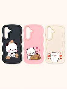 Cute Panda Novelty 3pcs Dopamine Themed Phone Cases, Cute Cartoon Panda, Bear, Cat Print Phone Case Set, New Wavy Macaron Design Phone Covers, Phone Protective Cases Compatible With IPhone Spring Gift,International Version, Not The Domestic Version - Multicolor - View 33