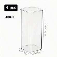 6/4pcs 16.9/12.8oz Square Crystal Glass Drinking Glasses Set, Clear Stemmed Beverage Cups For Iced Coffee, Multi-Purpose Barware For Home Kitchen, Party Use, Restaurant-Grade Entertaining Essentials, Best For Christmas, Perfect For Thanksgiving
