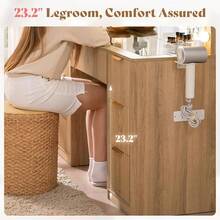 Makeup Vanity Desk 47.2 Inch With Mirror, Adjustable LED Lighting, And Charging Station, Large Fluted Vanity With 7 Drawers And Glass Top For Bedroom, Dorm, Or Dressing Area - Xem 8