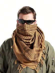 1 件欧美新款秋冬沙漠风格男士围巾，摩托车骑行阿拉伯头巾，柔软温暖的户外风格 - 彩色 - 查看 2