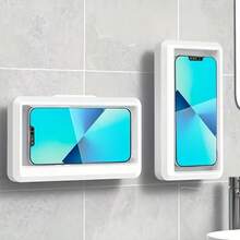 360 Rotatable Shower Phone Holder,2pcs Phone Stand, Wall-Mountable, Adjustable, Waterproof, Touchable Shower Phone Holder Mount, Compatible With 14/13/12/11 Pro XS XR, Up To 6.8inch, Suitable Bathroom Kitchen