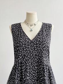 Rusttydustty 宽松V领休闲长裙，适合大码女性，波西米亚风格，适合海滩、音乐节、热带度假等场合。 - 黑色 - 查看 3