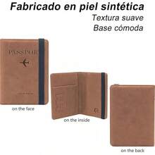 Lumbor37 Cartera para Pasaporte RFID Tarjeta de Visita Bolsa Billetera Caja para Hombres y Mujeres Almacenamiento de Documentos de Viaje 2 Pack (Ca-Azul+Negro) - Aa-Café - Ver 5