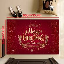 1 pezzo Zerbino rettangolare natalizio, realizzato in materiale poliestere morbido e finto lana - Zerbino per ingresso festivo realizzato a macchina, adatto per uso interno/esterno, lavabile in lavatrice - Decorazione natalizia con disegno di fiocchi di neve, glitter e renne, decorazione natalizia/arredamento per la casa