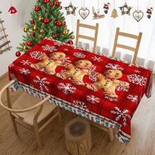 1/20pcs Waterproof Oil-Proof Rectangular Tablecloth - Festive Gingerbread Print, Woven Polyester Cover, Machine Made Table Linen For Dining And Coffee Table,Christmas Decoration - Multicolor - View 17