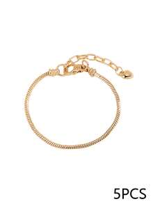 1/5/10pcs Gold/Silver Snake Bone Chain Bracelet With Heart-Shaped Lobster Clasp, Suitable For DIY Bracelet Making, Ideal Gift Choice - Bracelet - View 13