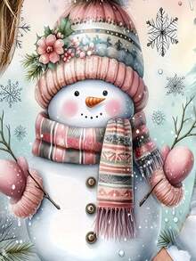 Women's Christmas Snowman Print Long Sleeve Pullover Sweater, Christmas, Autumn/Winter, 2025 Autumn New Fashionable - White - View 5