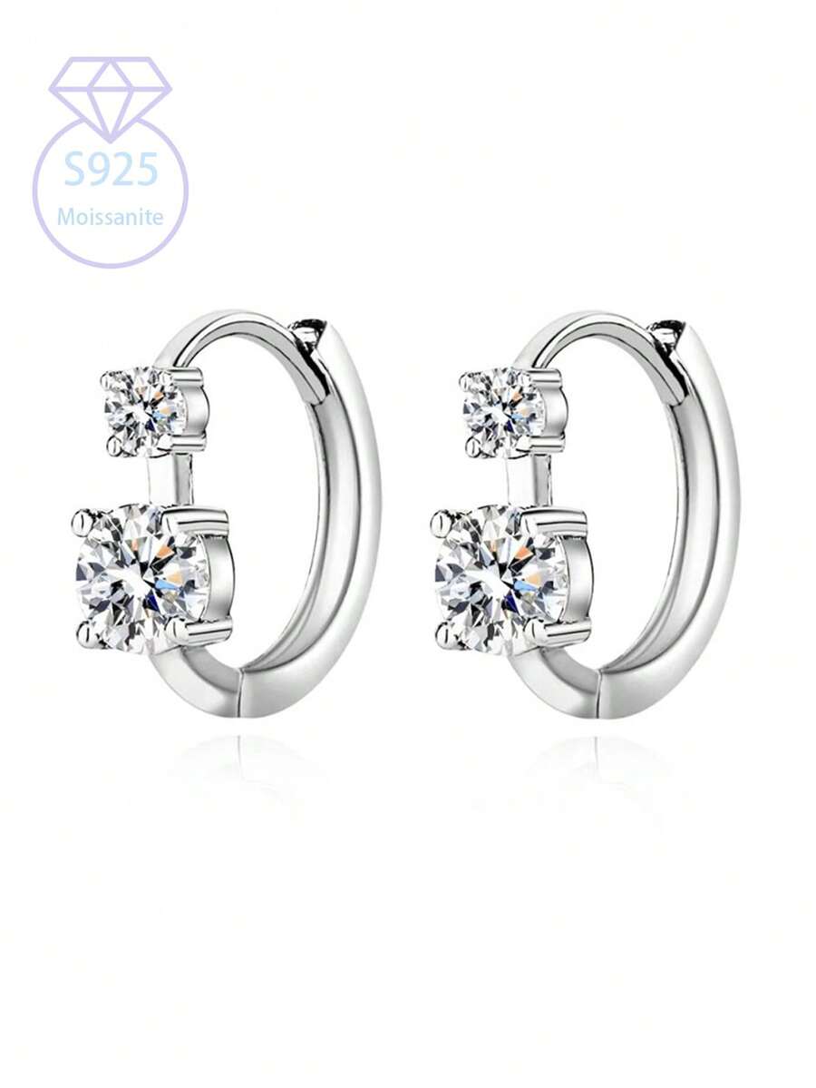 KAHOOT 925 Sterling Silver Moissanite Diamond Earrings For Women, High-End Design, Fresh, Niche, Light Luxury, Beautiful Personalized, Versatile, Lively, Elegant, Retro, Simple And Classic, Suitable For Boyfriends, Girlfriends, Mothers, Grandmothers, Grandmothers, Best Friends, Birthdays, Christmas, Valentine's Day, Anniversary, New Year's Gift, Daily Wear, Dating, Vacation, Travel, Party