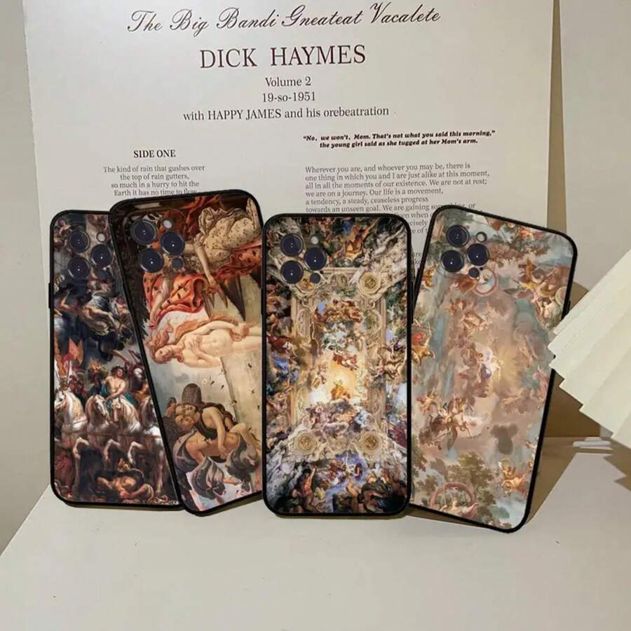 Funda de teléfono con diseño de pintura de arte renacentista compatible con 15 14 11 12 13 Mini Pro XS Max Cover 7 8 Plus X XR Funda Shell, compatible con funda de 17, funda de 17 Pro, funda de 17 Pro Max - z12 - Ver 1