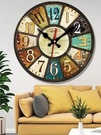 Pc 10 Inch/12 Inch Vintage Inspired Silent Wand Klok Battery Operated, Perfect Bedroom, Living Room, Office, Kitchen Bathroom view 5