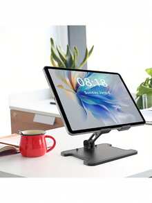ABS Material Office Desk Tablet Holder, Foldable Height Adjustable Tablet/Laptop Stand