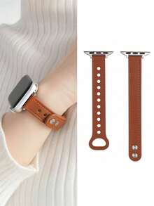 纯色PU表带，兼容 42mm、38mm、40mm、41mm、44mm、45mm、46mm、49mm，时尚智能手表替换表带，适用于Series Ultra2、Ultra SE2、SE 11、10、9、8、7、6、5、4、3、2、1，可作为学生返校礼物 - 棕色 - 查看 7