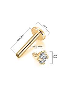 قطعتان من أقراط الأذن المرصعة بالمجوهرات من الفولاذ المقاوم للصدأ ذات الخيط الداخلي للنساء، مناسبة للغضروف والحلقة والأنف والشفاه