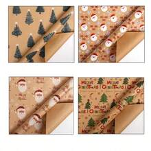1pc 300x43cm Christmas Gift Wrapping Paper With Reindeer, Santa Claus, Christmas Tree Patterns, Gift Packaging Decoration Paper, Christmas Wrapping Paper, DIY Gift Decoration, Handmade Packaging Paper, Easy To Protect Items, Gift Box Filling, Party Decoration - Christmas Style Design, Durable Packaging, Holiday Packaging, Holiday Decoration