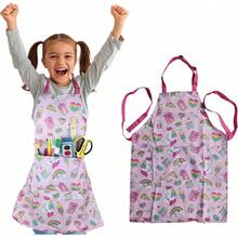 Delantal para niños – Dos bolsillos – chef, cocina, jardín, artista, pintura, limpieza, horneado, cerámica – regalo para niños y niñas - Copas - Ver 13