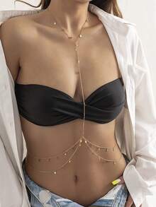 1pc Women's Fashion Sexy Sequin Body Chain, Bohemian Round Disc Bikini Chain Body Jewelry, Suitable For Beach Party And Vacation - Multicolor - View 4