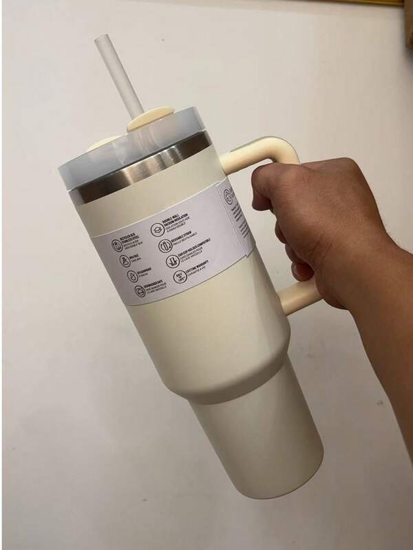 Copo térmico de 40 oz H2.0 com alça, parede dupla com isolamento a vácuo, garrafa de água de aço inoxidável premium para bebidas de verão, garrafa portátil e prática, caneca de viagem, xícara de café gelado para acampamento ao ar livre, caminhadas, direção, viagens, ideia de presente perfeita