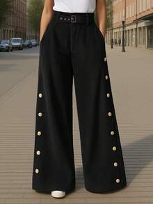 INCERUN Fashion Mens High Waist Zipper Casual Loose Bottoms Wide Leg Trousers Winter Long Pants - 黑色 - 查看 2