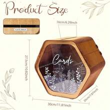 1pc Rustic Wooden Wedding Card Box With Slots, Large Size, Elegant Floral Design And Thank You Message, Suitable For Reception Gifts And Celebration Events, Great For Holiday Parties, Bridal Showers, Birthdays And Graduations, Wedding Decor