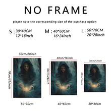 3 pièces Peinture de décoration d'Halloween sorcière de la forêt magique, affiches murales sur canevas, impression haute définition avec cadre en option, affiche rétro de l'académie sombre, décoration murale pour le salon et la chambre à coucher