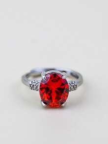 1 pieza Anillo de estilo minimalista europeo y americano, nuevo anillo de piedra de jade de moda, anillo de rubí, anillo ajustable de amatista, diseño de incrustación facetada, joya regalo para novia, anillo de lujo para decoración de boda, fiesta, vacaciones, uso diario casual