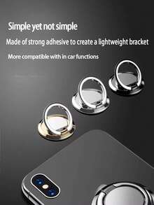 New 360° Rotatable Metal Foldable Phone Ring Holder & Stand, Securely Mounts Phone Anywhere - Multicolor - View 2