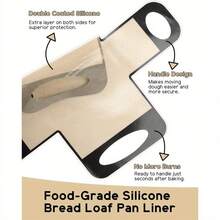 Wiederverwendbare Silikon-Brotbackformen-Einlagen, Brotschlingen und Gärbehälter - Antihaftbeschichtet und leicht zu reinigende Teigübertragungswerkzeuge mit 4 Griffen