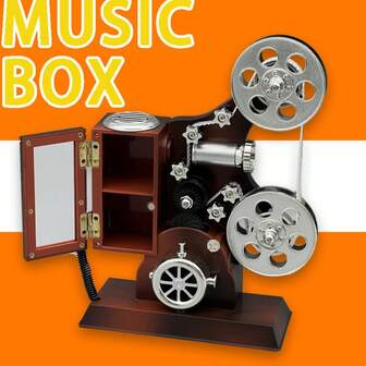 复古机械音乐盒投影仪，复古家居装饰，适合咖啡馆、节日礼物、家居点缀