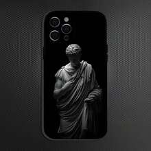 Funda de Teléfono de Escultura Griega Antigua Compatible con  16,15,14,13,12,11 Plus, Pro Max, Funda Negra de Silicona Suave, Funda Compatible con  17,  17 Pro,  17 Pro Max - z4 - Ver 6