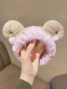 珊瑚绒猫耳发箍 - 舒适时尚的洗脸化妆发箍，可爱洗脸发箍，毛绒发箍，宽防滑洗脸化妆防潮发箍，运动洗脸专用发圈，返校必备发饰 - 彩色 - 查看 24