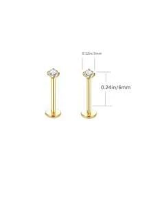 قطعتان من أقراط الأذن المرصعة بالمجوهرات من الفولاذ المقاوم للصدأ ذات الخيط الداخلي للنساء، مناسبة للغضروف والحلقة والأنف والشفاه