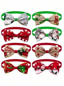 5 pezzi Collare natalizio per animali domestici, papillon per cani, motivo di Babbo Natale carino, campanellino, papillon a motivo di renna per gatti, collare per cani, accessori costume natalizio per animali domestici