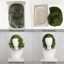 Parrucca verde ondulata da uomo - Stile fresco e affascinante, in fibra sintetica di poliestere, ideale per travestimenti da clown, feste di Ognissanti, costumi anime - Design versatile per varie occasioni