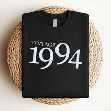 women t-shirt print Vintage 1994 Shirt, Cute Birthday Shirt, Born in 1994 Shirt, Birthday Outfit, Womens Clothing, Birthday Party, 30th Birthday Gift For Her Print Round Neck Short Sleeve women Summer Unisex designer clothes Slightly Top For Everyday Wear Breathable - Negro - Ver 3