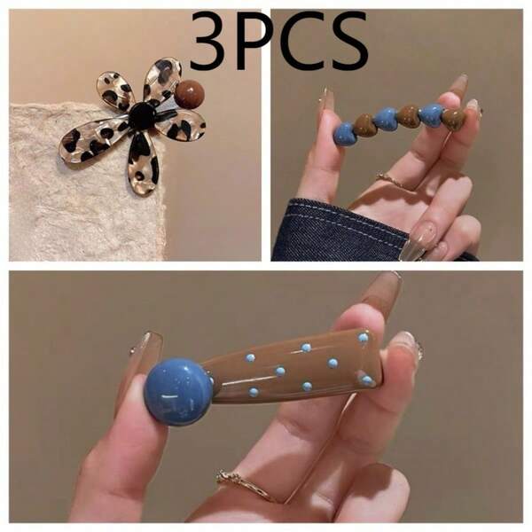 3PCS New Heart-Shaped Side Clip Forehead Hairpin, Broken Bangs Clip Headwear, Claw Clips, Hair Claws, Hair Slide, Hair Barrettes