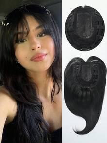 Pieza de cabello postizo invisible para mujer - Cabello sintético liso para un aspecto talla grande lleno y talla grande grueso - Perfecto para todo tipo de cabello, cubrir canas, aumentar el volumen del cabello