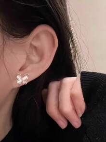 人造珍珠防过敏假耳夹耳环耳钉耳夹男女款 CZ 夹式耳环不锈钢无穿孔耳环首饰