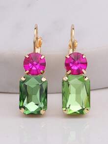 sehuoran Kupferlegierung einfache französische Haken handgefertigte hochwertige K9 Glas Damen Ohrringe