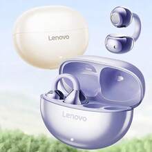 Lenovo TA410 2025 Latest Model Bluetooth Earphones, Bone Conduction Technology, Ultra-Light 2.8g Design, Suitable For Running, Gym, Yoga, Etc., IPX5 Sweatproof, 24-Hour Playback With Charging Box, Bluetooth 5.4 Gaming, HIFI Spatial Sound Effects,Bluetooth Headphones, Beige, Black, Purple​​