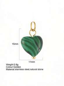 1pc Vintage Elegant Stainless Steel Natural Stone Geometric Pendant, DIY Necklace Bracelet Earring Keychain, Suitable For Christmas Gift & Daily Wear