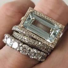 3-Piece Set Of Women's Personalized Creative Fashion Fresh Rings, Suitable For Engagement And Party Wear. - Bạc - Xem 1
