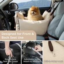 Small Dog Car Seat For Small Dogs - Soft Dog Booster Seat For Car With Storage Pocket And Clip-On Safety Leash And Thickened Memory Foam Filling, Pet Carseat Travel Carrier Bed, Grey Portable Dog Car Seat, Multi - Functional Pet Carrier, Comfortable Dog Travel Bed, Dog Car Travel Bed, Pet Travel Carrier, Dog Car Seat Bed